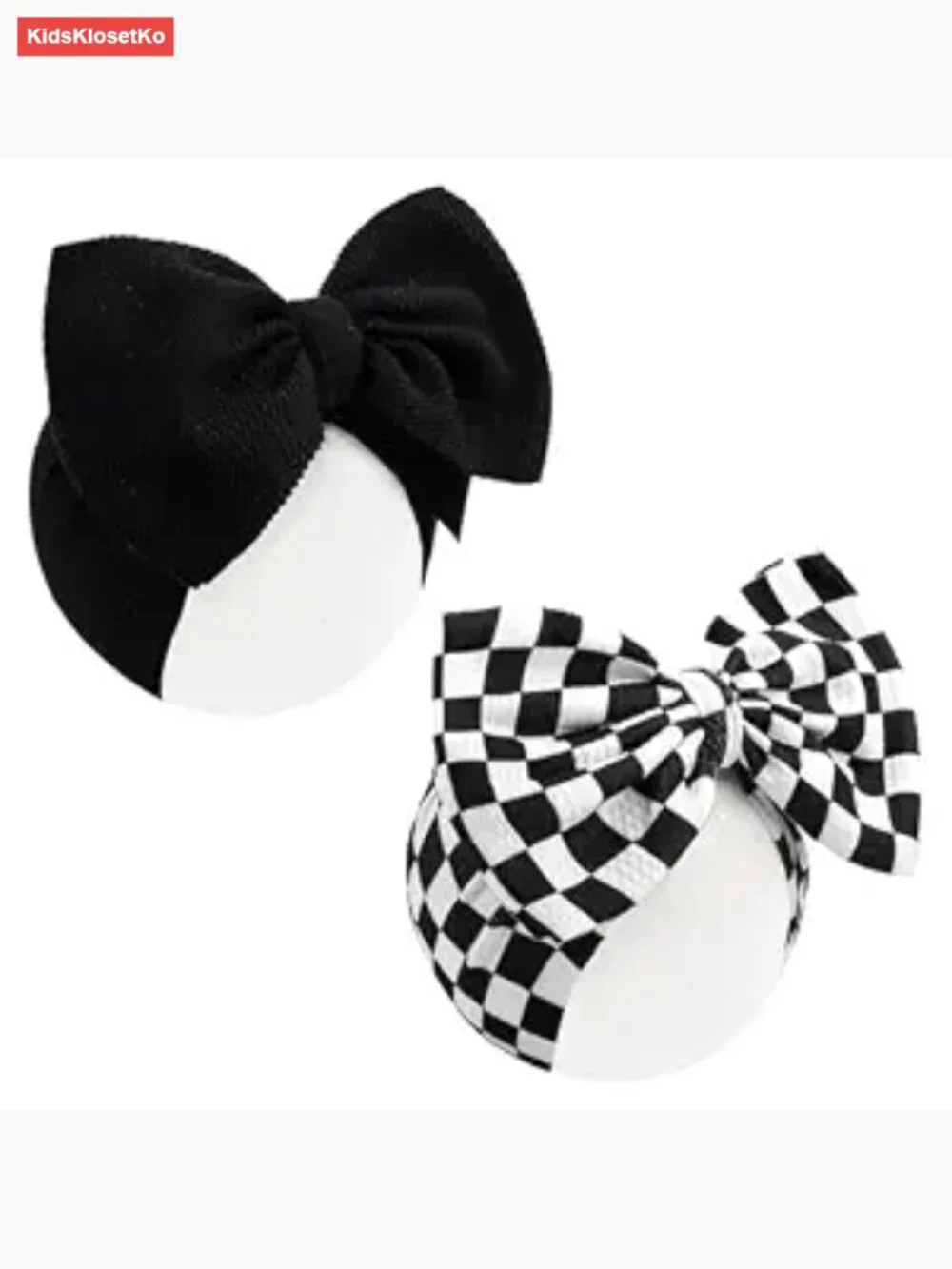 2 Pack 7 Inch Checkered Bow Headbands for Baby Girls Toddler Hair Accessories